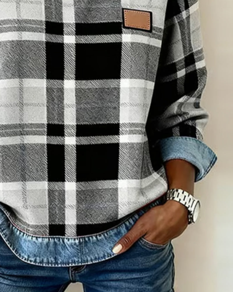 Pearl | Lässiges Kariertes Sweatshirt