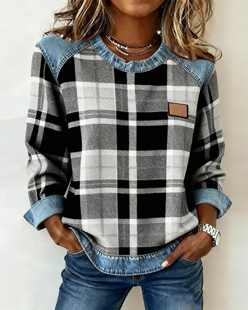 Pearl | Lässiges Kariertes Sweatshirt