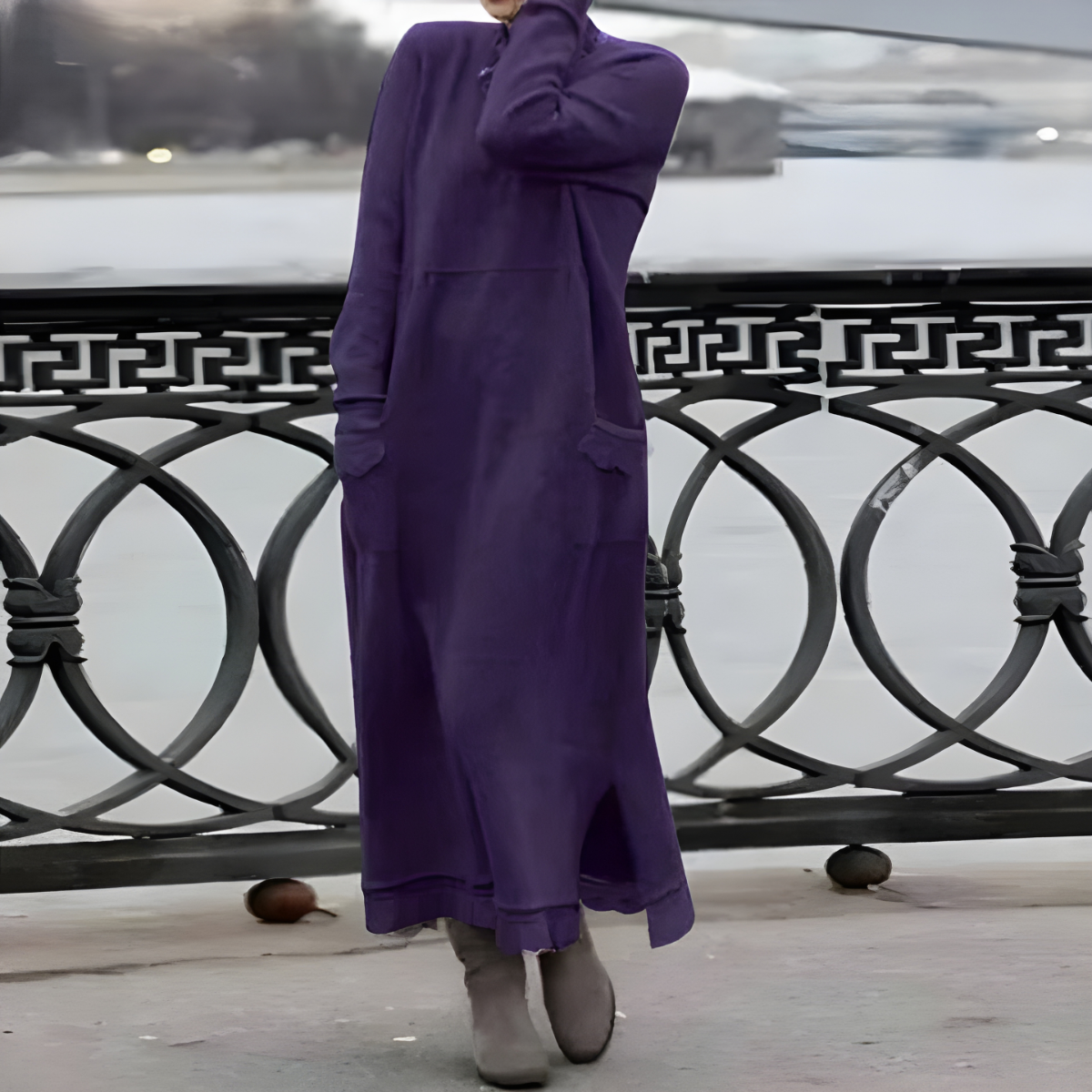 Celine | Langes Wollbaumwollkleid