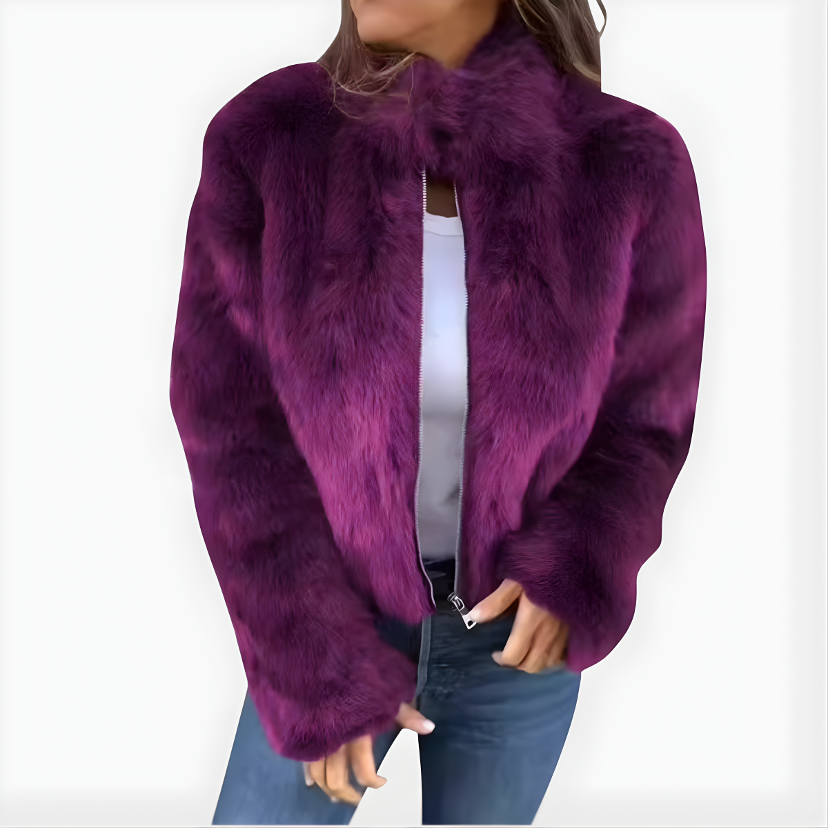 Aileen | Pelz-Winterjacke mit Stehkragen