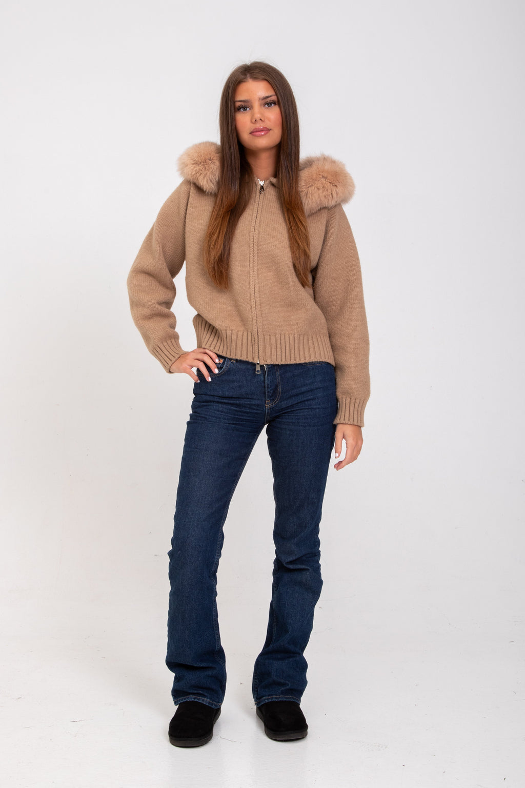 Alicia | Jacke mit Fellkapuze