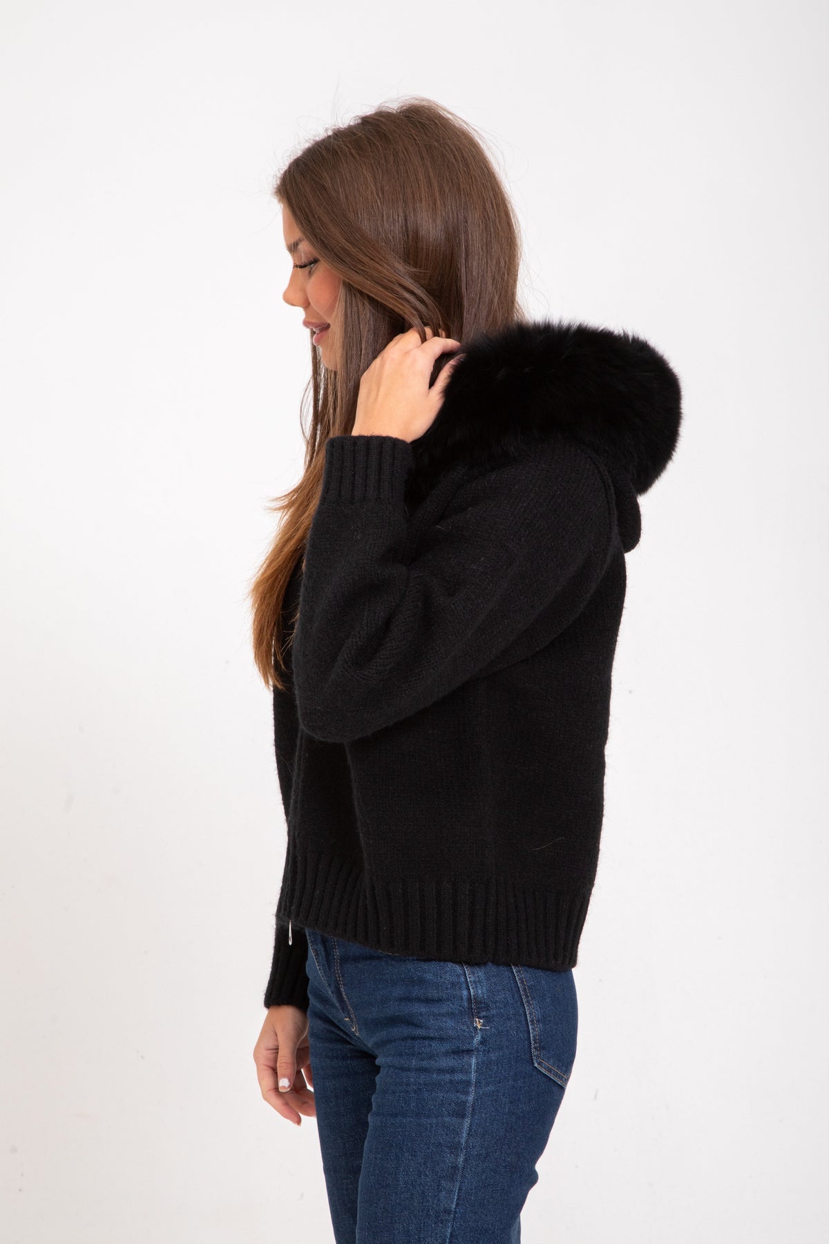 Alicia | Jacke mit Fellkapuze