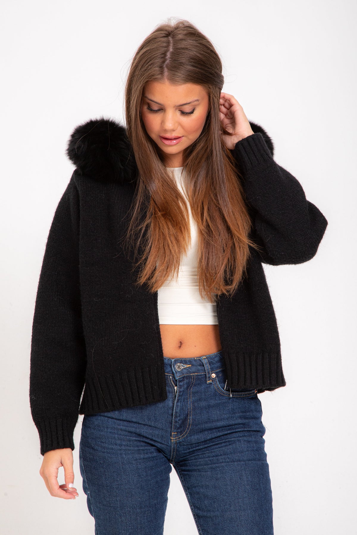 Alicia | Jacke mit Fellkapuze