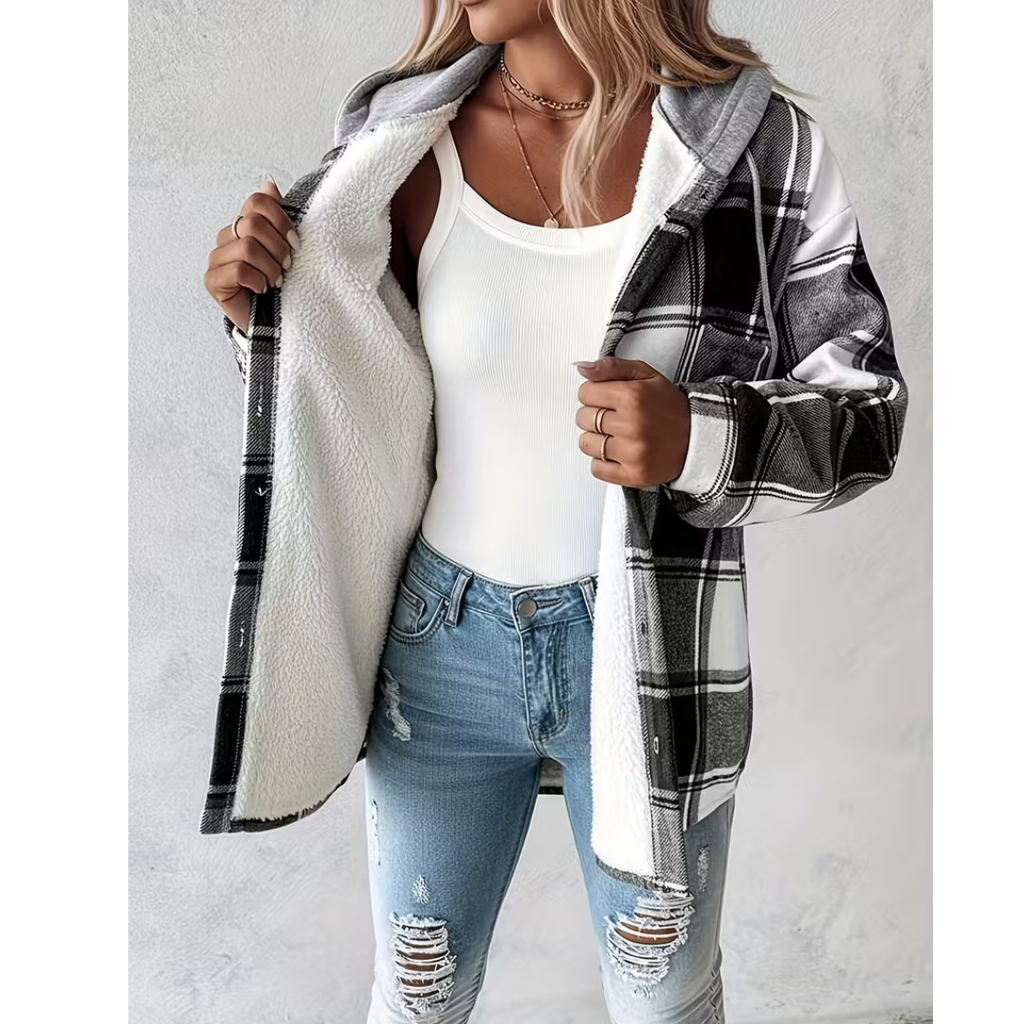 Maia | Karierte Jacke mit Lockerer Passform und Kapuze