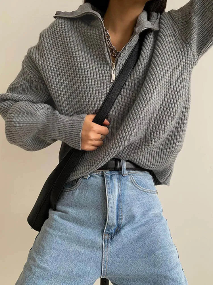 Karen | Pullover mit Kragen und Reißverschluss