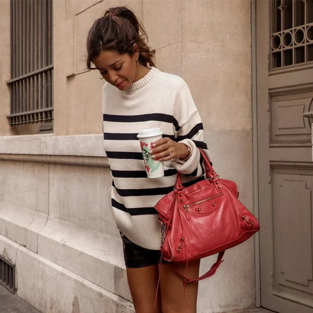 Gerda | Pullover mit Rundhalsausschnitt und Streifen