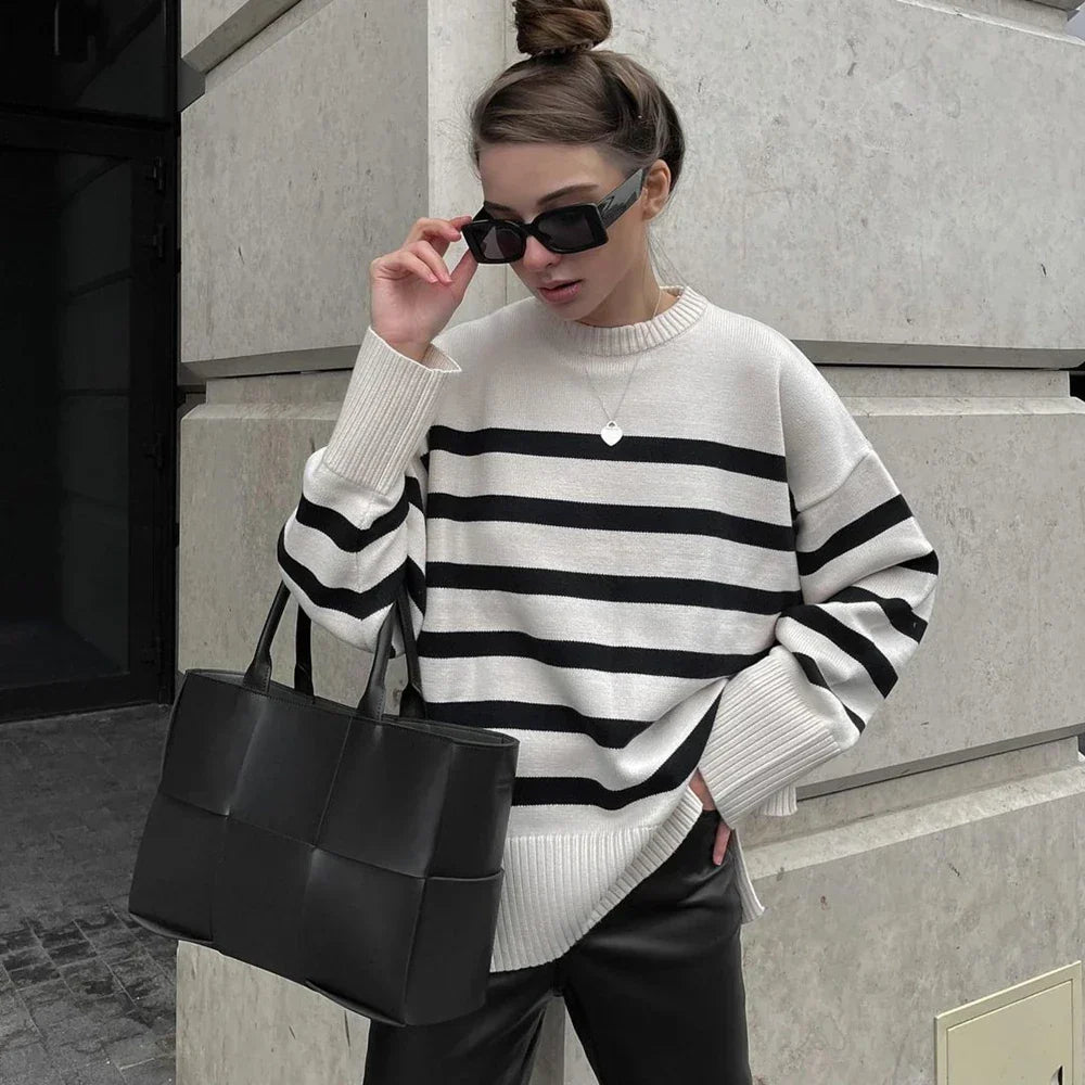 Gerda | Pullover mit Rundhalsausschnitt und Streifen