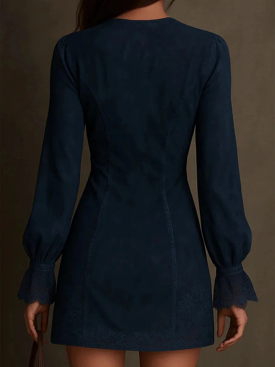 Anastacia | Wildleder-Optik-Minikleid mit langen Ärmeln