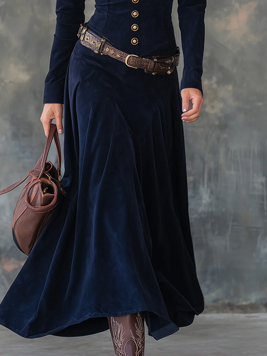 Camilla | V-Ausschnitt Langarm Maxi Kleid