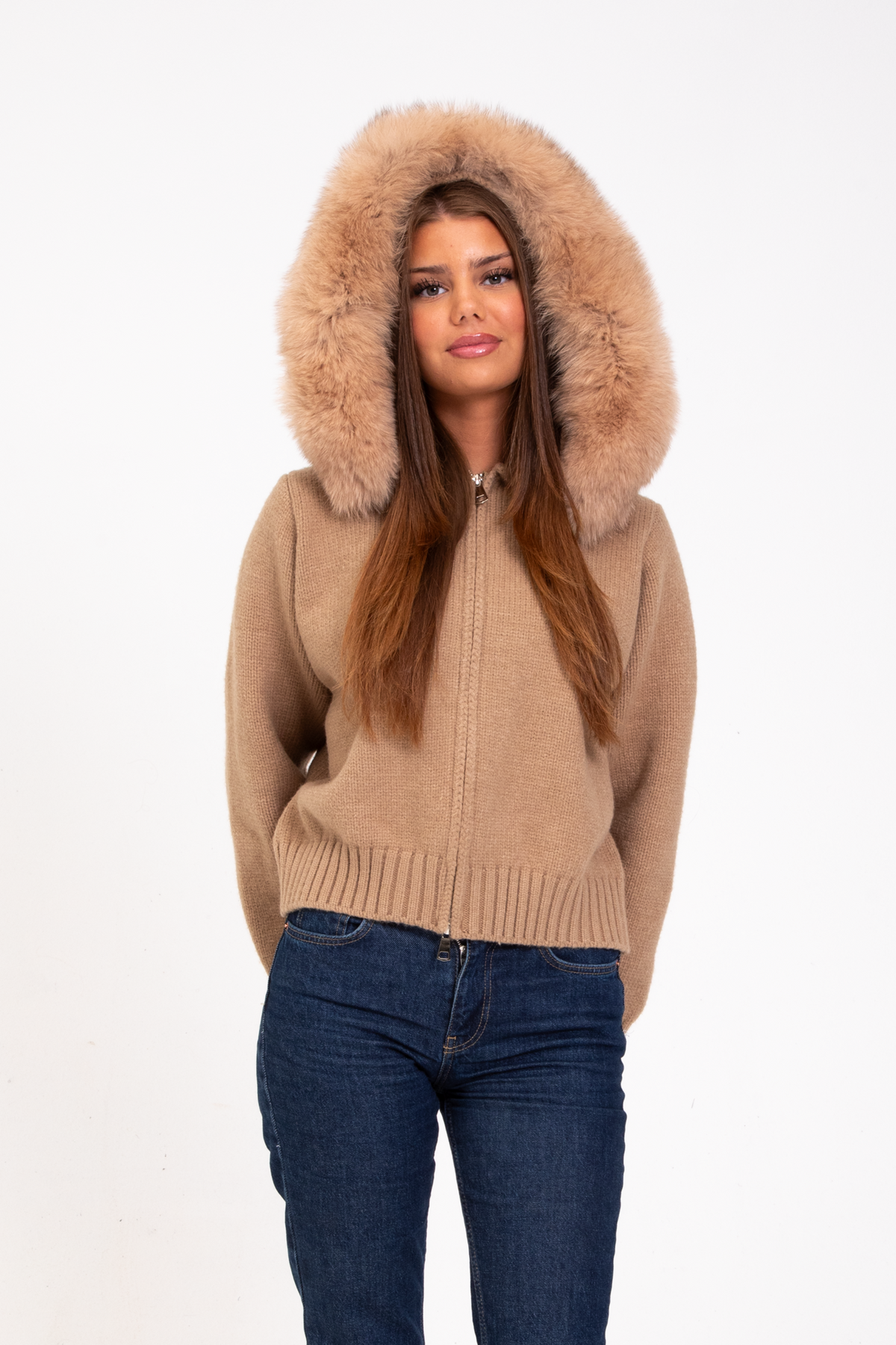 Alicia | Jacke mit Fellkapuze