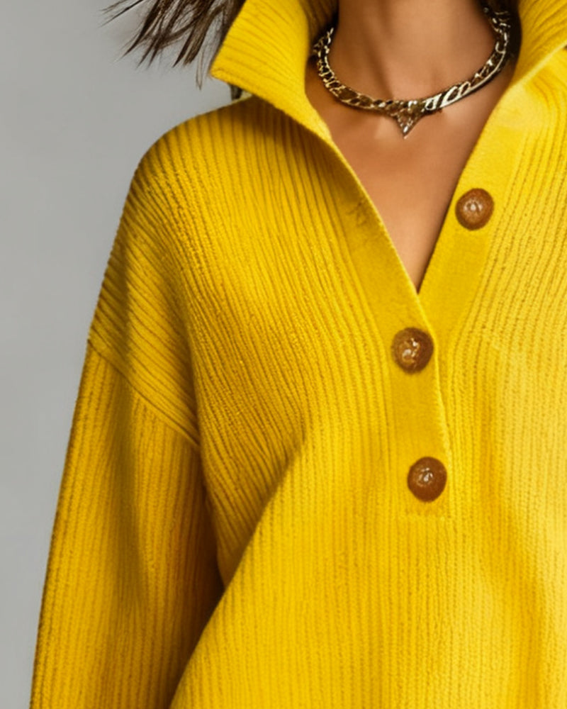 Labelle | Geknöpfter Strickpullover mit Stehkragen