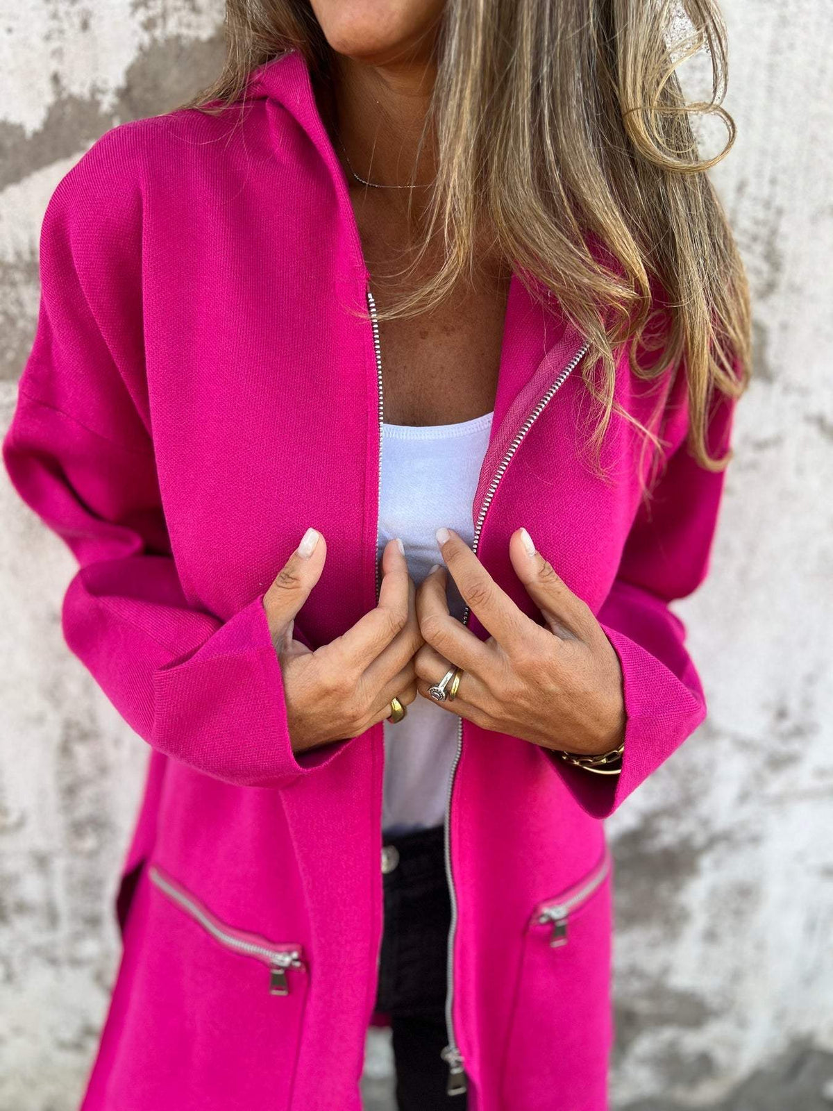 Lena | Langärmlige Strickjacke mit Reißverschluss