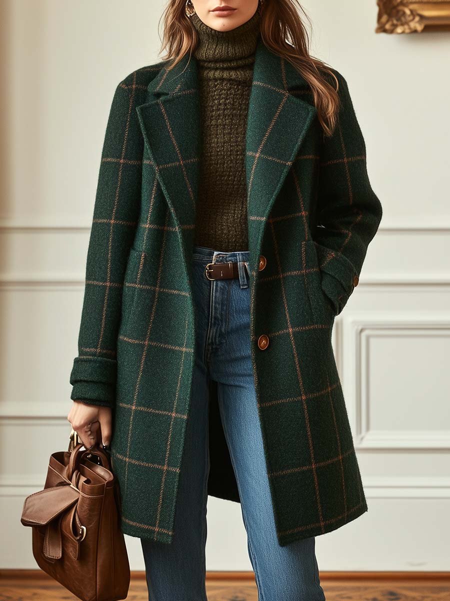 Aida | Klassischer Karierter Tweed-Mantel