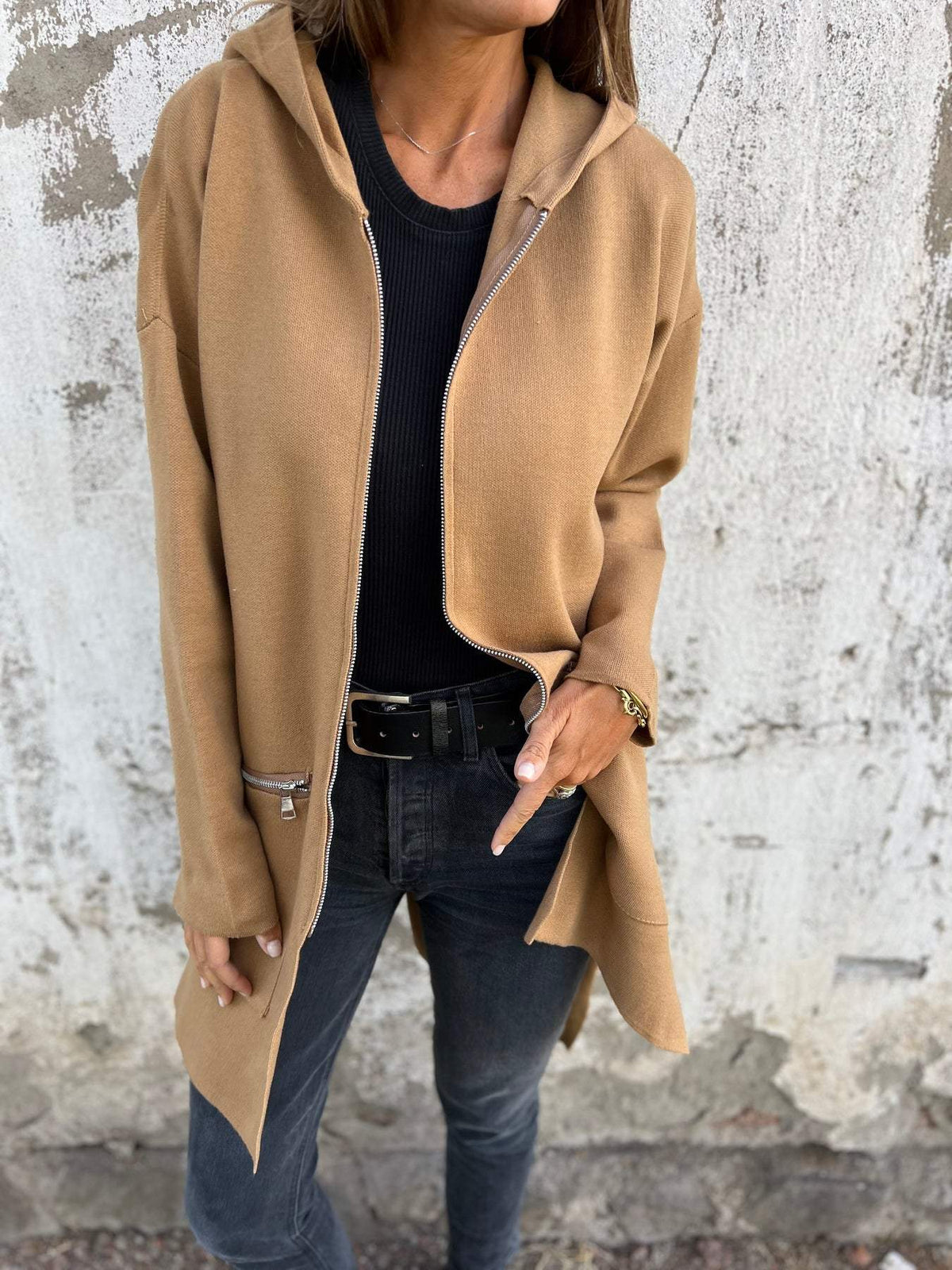 Lena | Langärmlige Strickjacke mit Reißverschluss