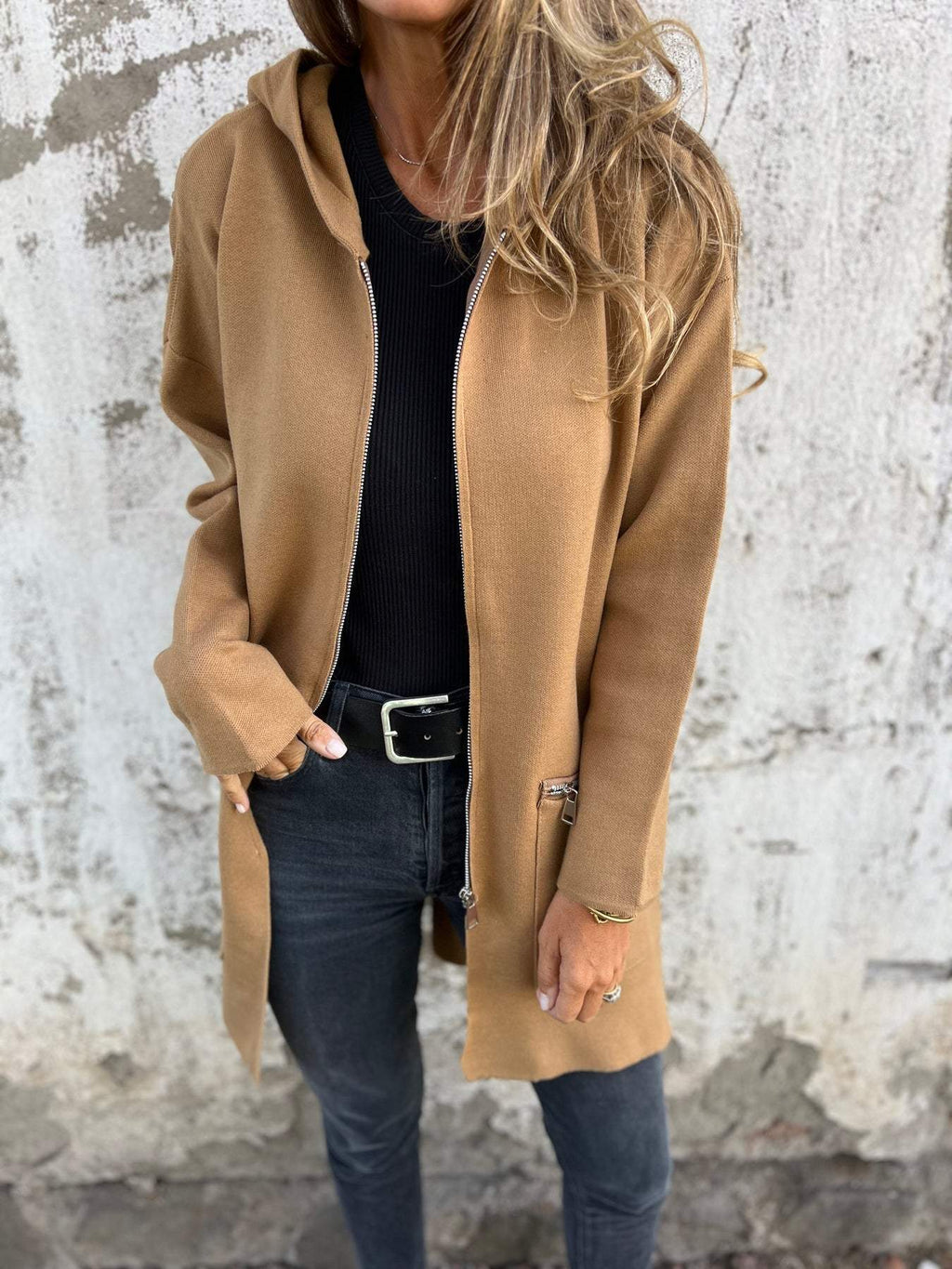 Lena | Langärmlige Strickjacke mit Reißverschluss