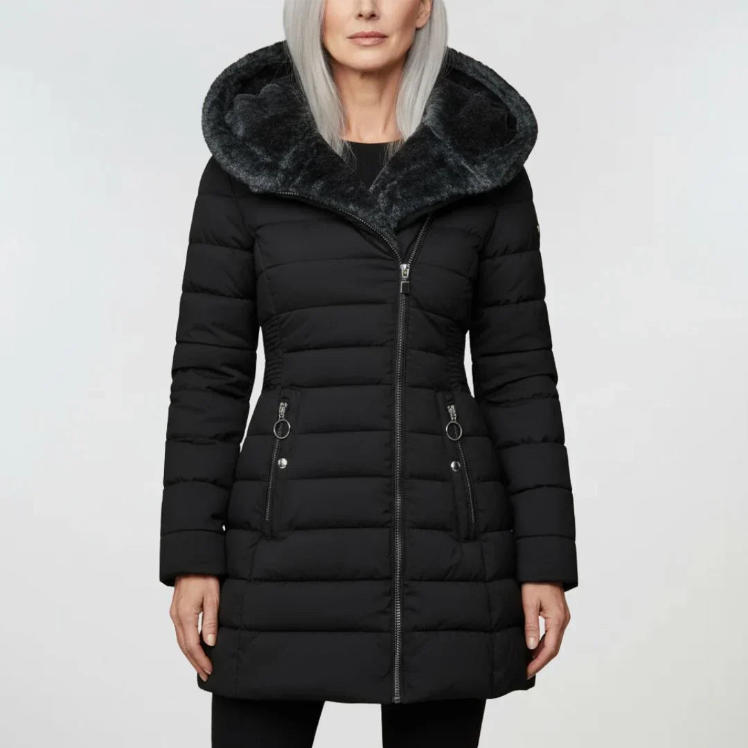 Marian | Slim-Fit Wintermantel mit Fellkapuze